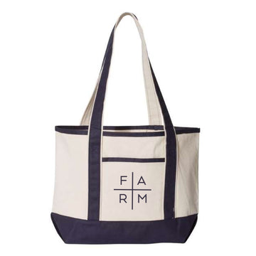 The Farm Square | Adult Natural/ Navy Tote