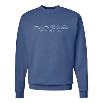The Fish and Loaves | Adult Denim Blue Crewneck Sweatshirt
