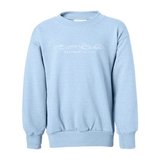 The Fish and Loaves | Youth Light Blue Crewneck Sweatshirt