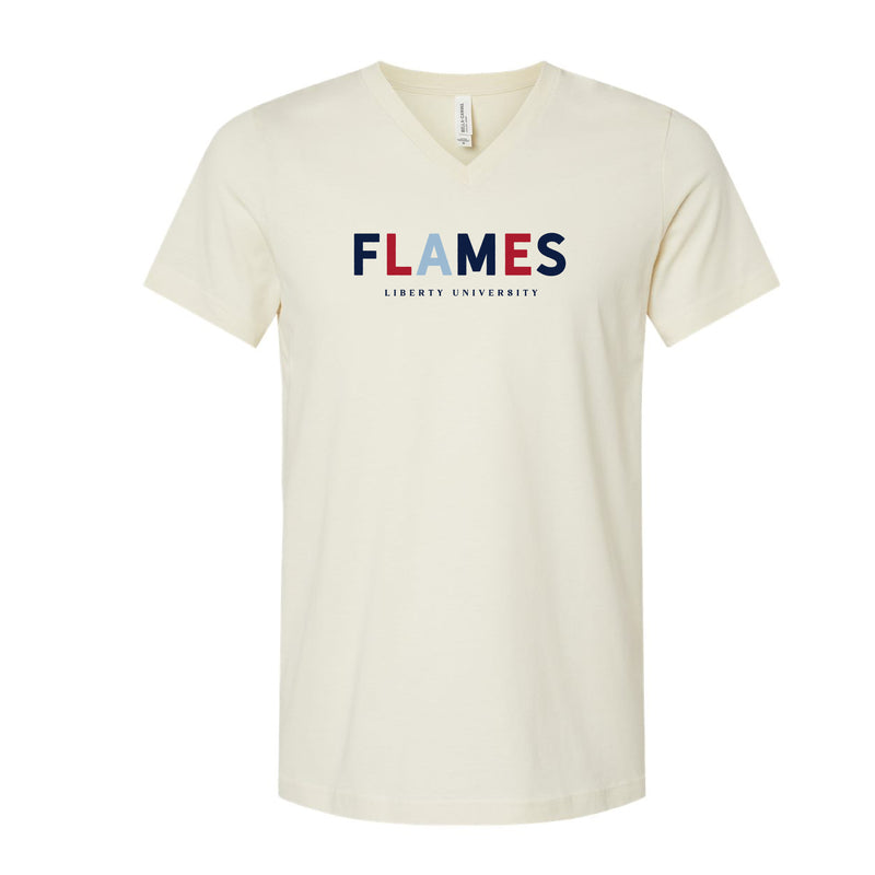 The Flames Multi | Natural V-Neck Tee