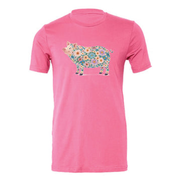 The Floral Watercolor Pig | Adult Charity Pink Tee