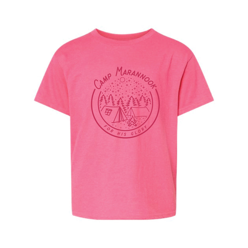 The For His Glory Scenic Circle | Pink Lemonade Mist Youth Tee