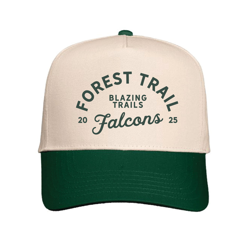 The Forest Trail Falcons Arch | Embroidered Natural/ Forest Green Cap