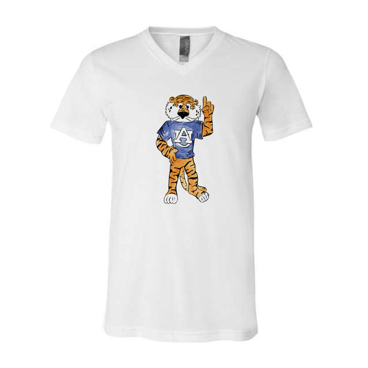 The Full Body Aubie | White V-Neck Tee