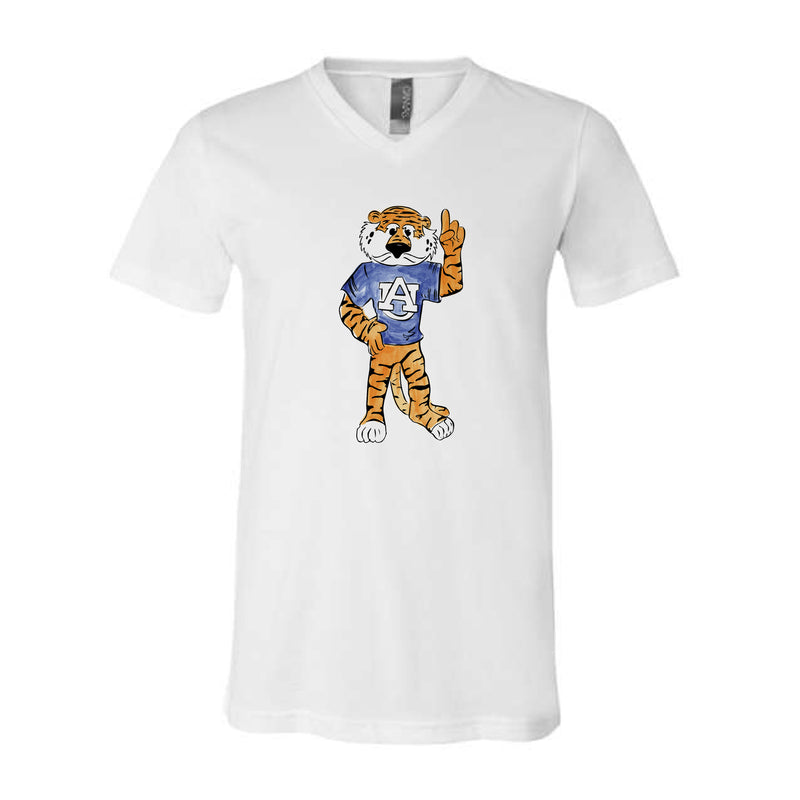 The Full Body Aubie | White V-Neck Tee