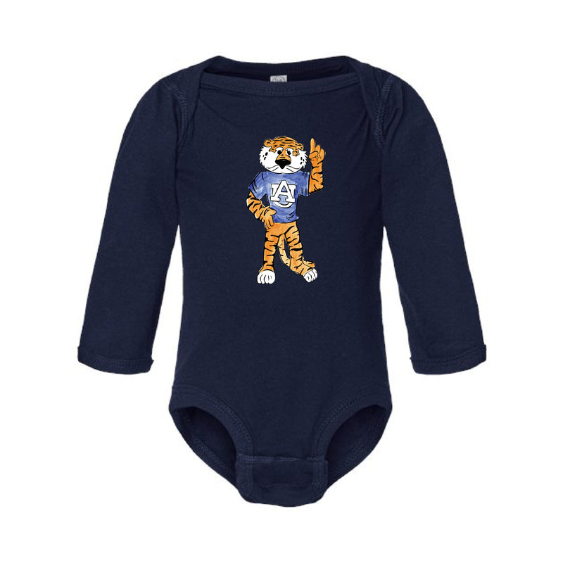 The Full Body Aubie | Baby Navy Long Sleeve Onesie