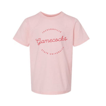 The Gamecocks Script Circle | Youth Pink Tee