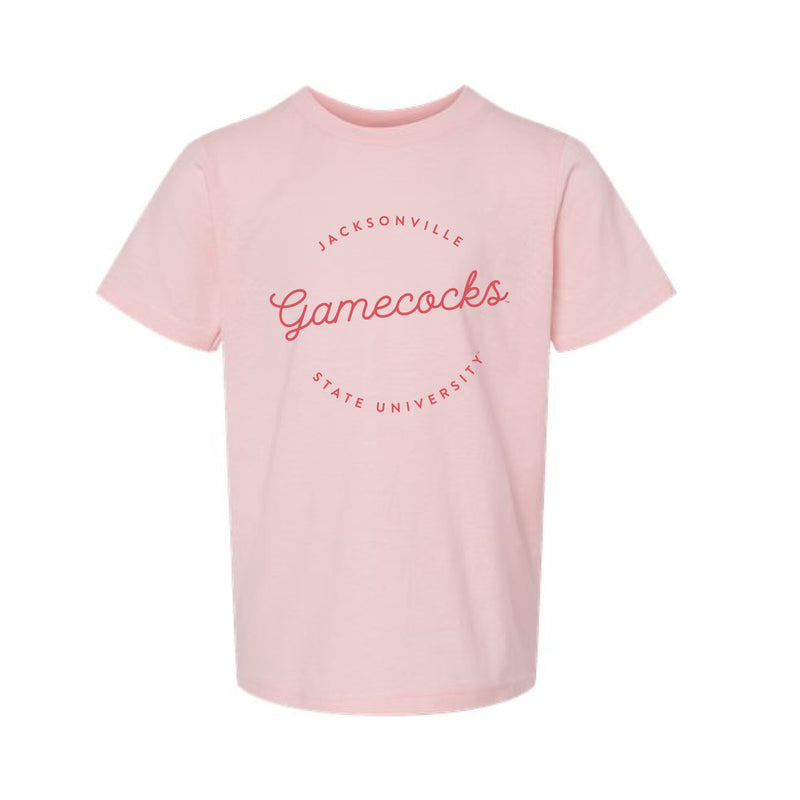 The Gamecocks Script Circle | Youth Pink Tee