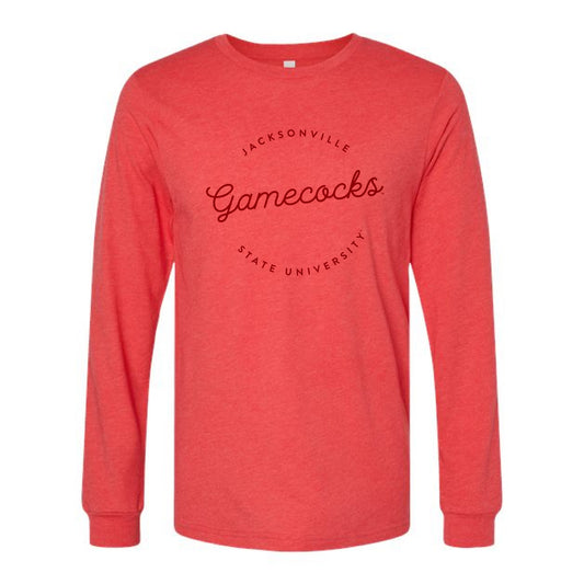 The Gamecocks Script Circle | Heather Red Long Sleeve