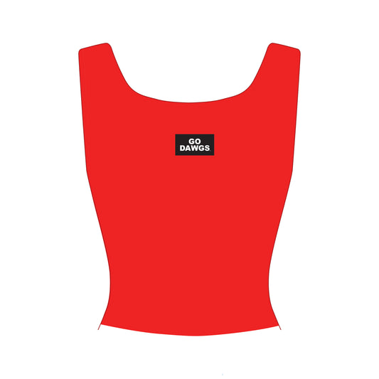 The Alli Airy Tank Go Dawgs Woven Label | Bright Red