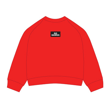 The Ava Airy Crewneck Go Dawgs Woven Label | Youth Bright Red