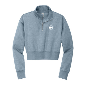 The Georgia Southern Logo | Flint Blue Heather 1/2 Zip Cropped Sweatshirt