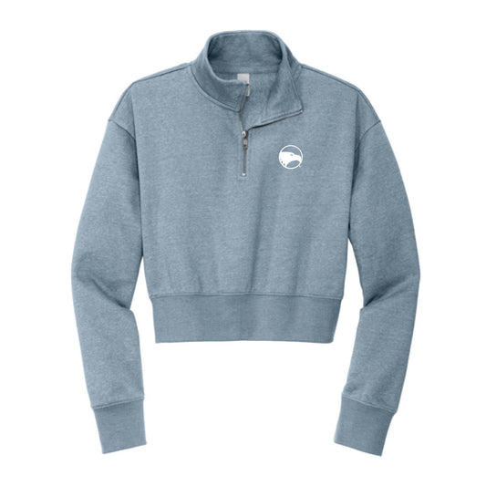The Georgia Southern Logo | Flint Blue Heather 1/2 Zip Cropped Sweatshirt