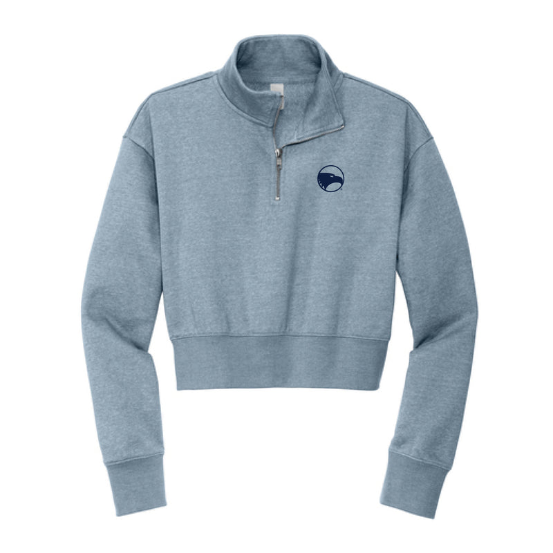 The Georgia Southern Logo | Flint Blue Heather 1/2 Zip Cropped Sweatshirt
