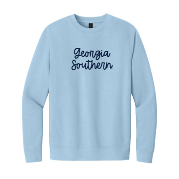 The Georgia Southern Script | Embroidered Ice Blue Sweatshirt