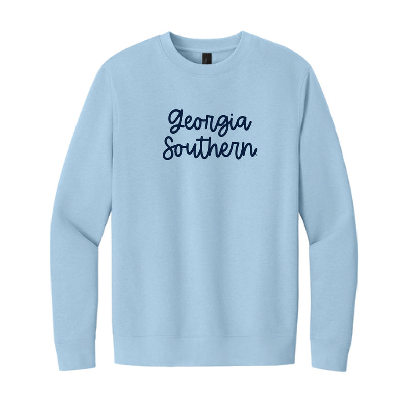 The Georgia Southern Script | Embroidered Ice Blue Sweatshirt