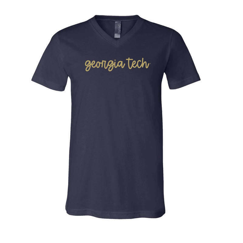 The Georgia Tech Script | Navy V-Neck Tee