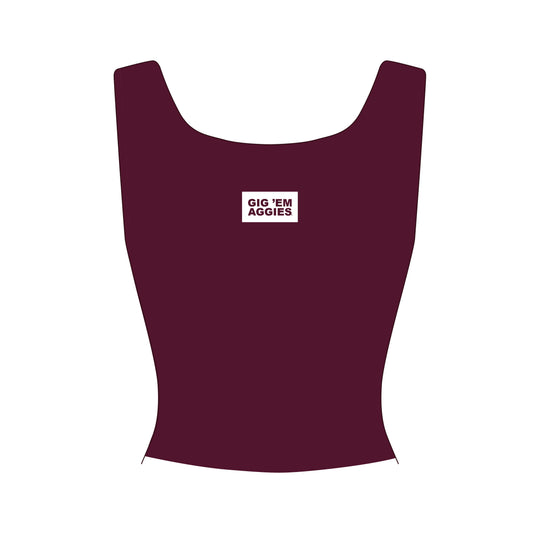 The Alli Airy Tank Gig 'Em Aggies Woven Label | Youth Deep Maroon