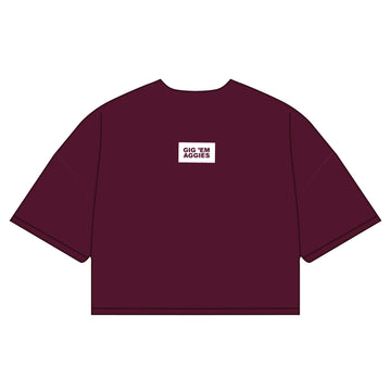 The Kristen Airy Tee Gig Em Aggies Woven Label | Youth Deep Maroon