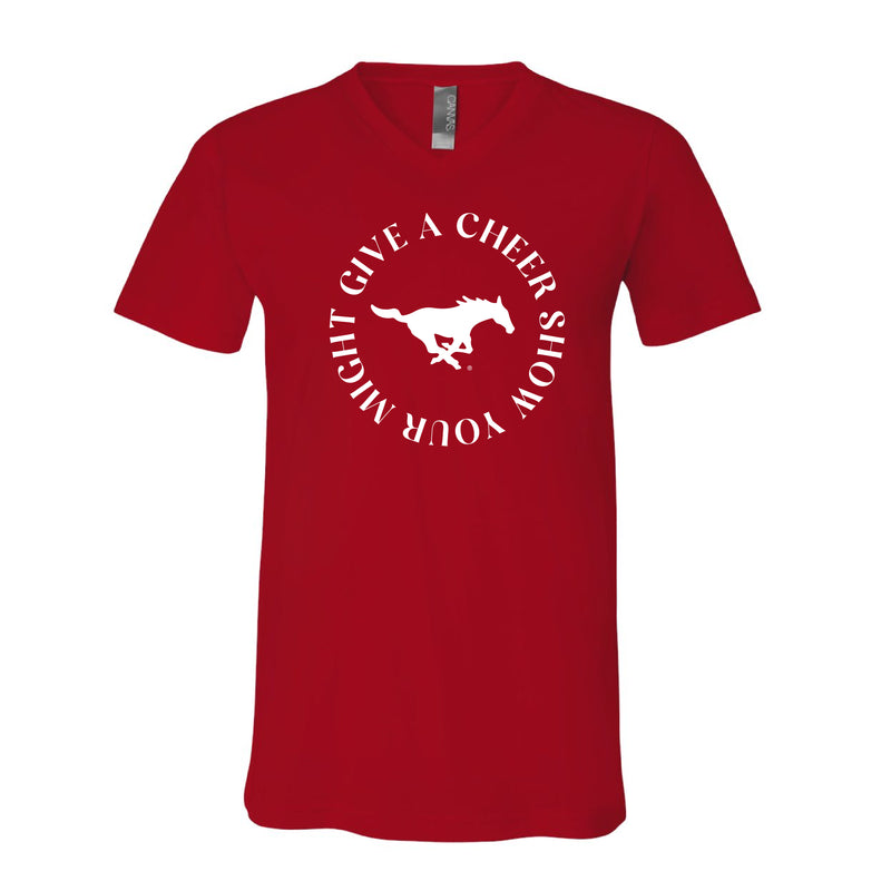 The Give A Cheer Circle | Red V-Neck Tee