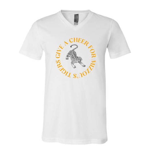 The Give a Cheer for the Mizzou's Tigers | White V-Neck Tee