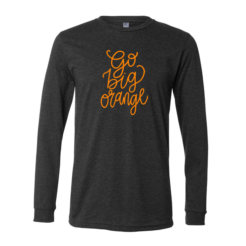 The Go Big Orange Script | Dark Grey Heather Long Sleeve