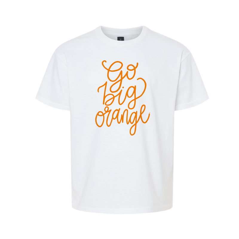 The Go Big Orange Script | Youth White Tee