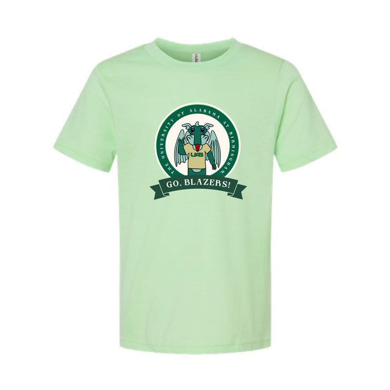 The Go Blazers Banner Circle | Youth Heather Neo Mint Tee