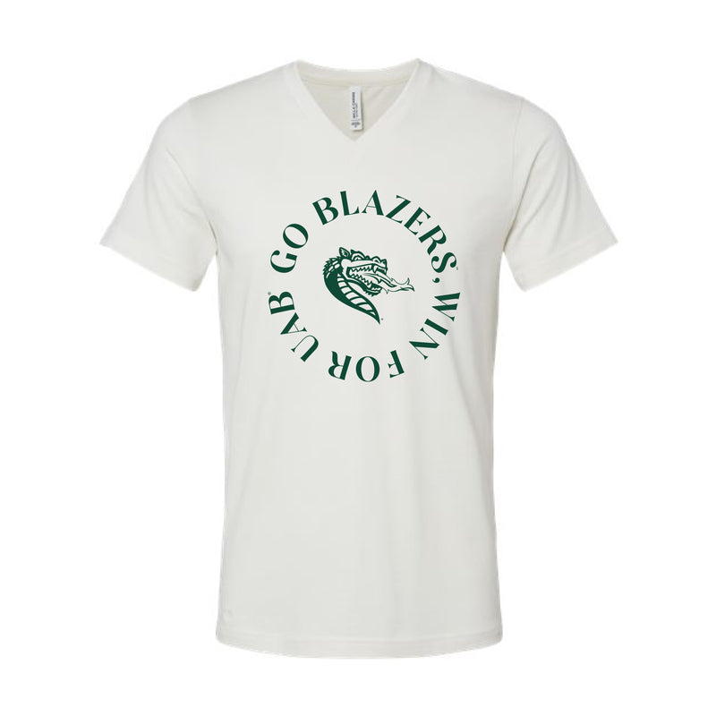 The Go Blazers Win for UAB Circle | Vintage White V-Neck Tee