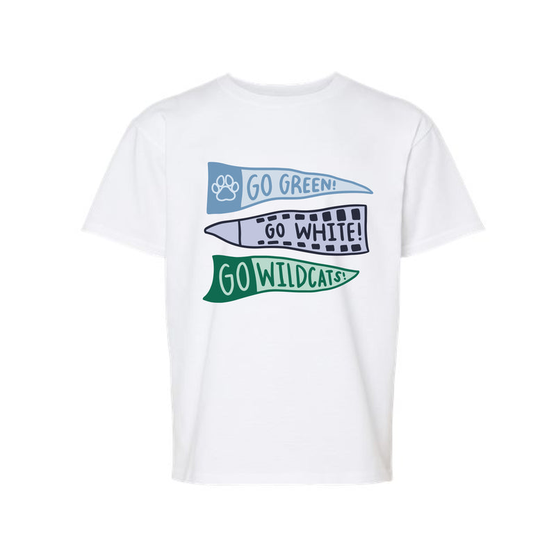 The Go Wildcats Flags | White Youth Tee