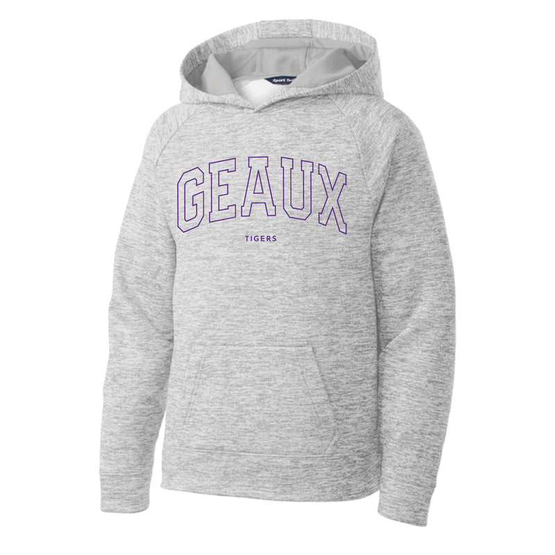 The Geaux Arch Outline | Youth Silver Electric Athletic Hoodie