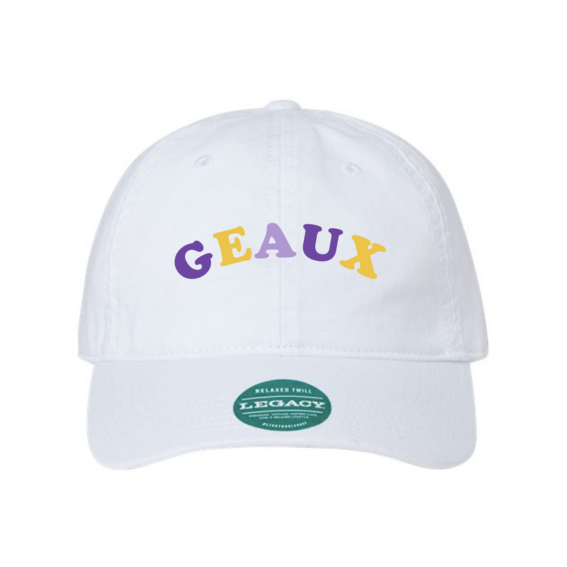 The Geaux Rainbow Arch Embroidered | White Legacy Dad Hat