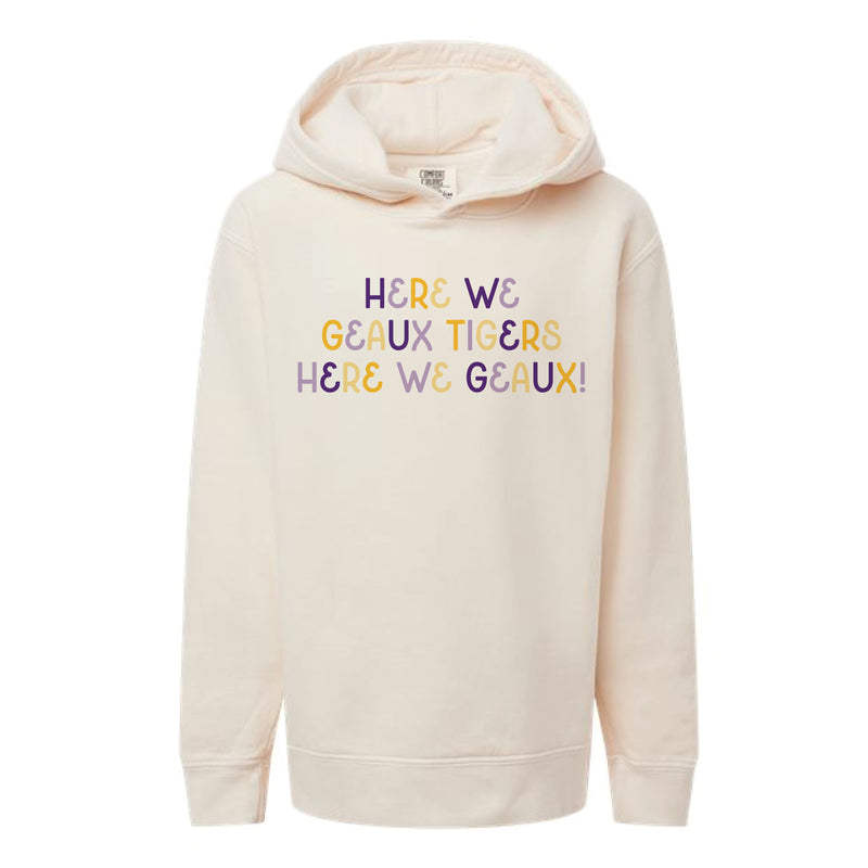 The Here We Geaux Tigers Multi | Youth Ivory Hoodie