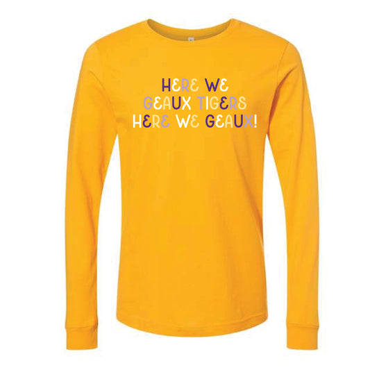 The Here We Geaux Tigers Multi | Gold Long Sleeve