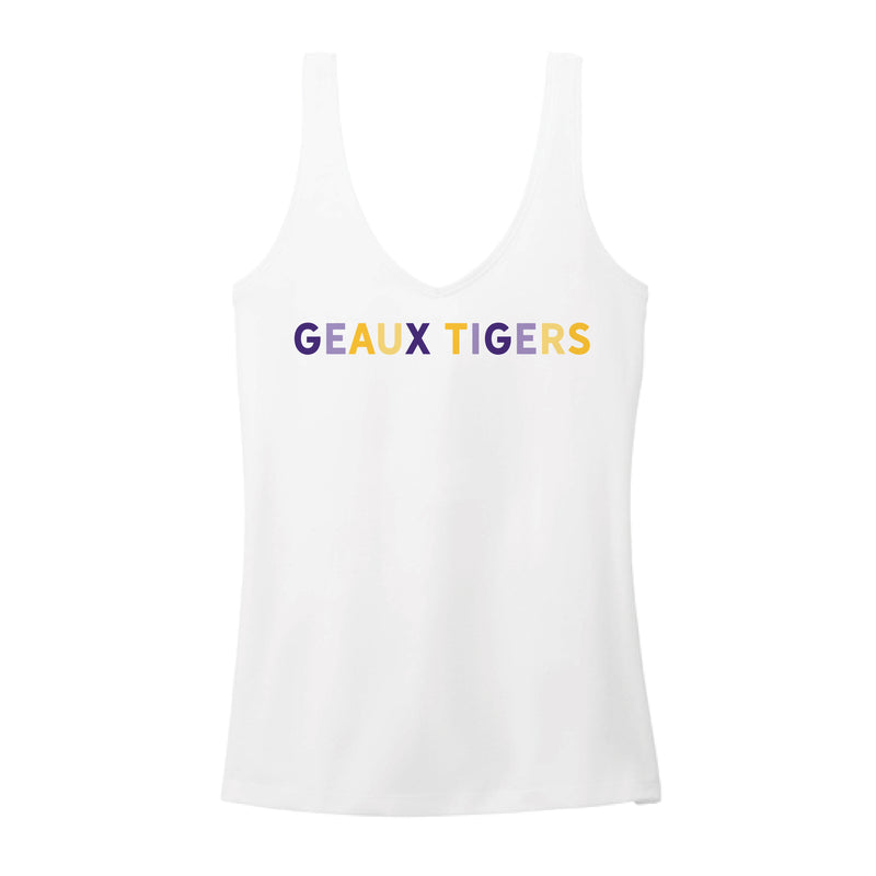 The Geaux Tigers Multi | White V-Neck Tank