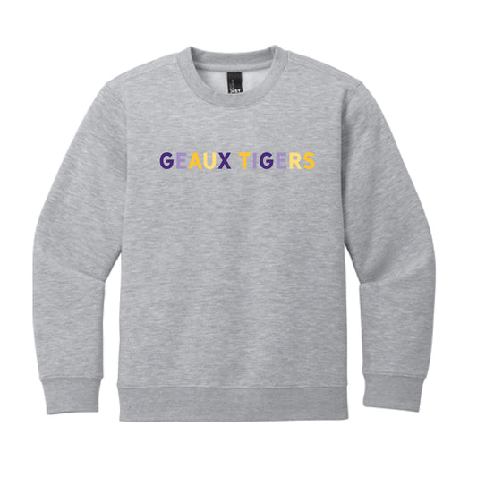 The Geaux Tigers Multi | Youth Light Grey Heather Sweatshirt