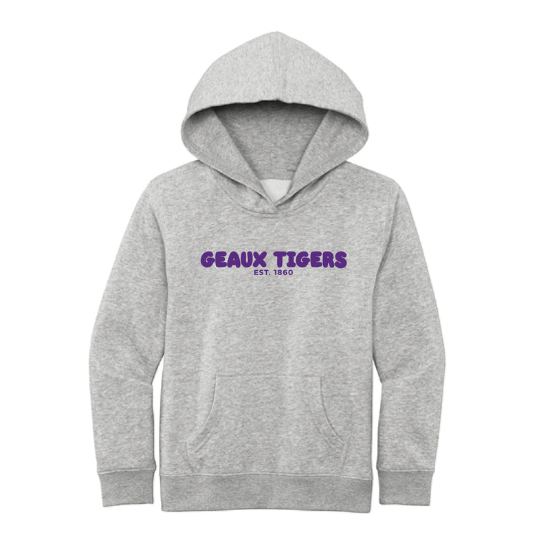 The Geaux Tigers Puff | Youth Light Grey Heather Hoodie