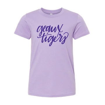 The Geaux Tigers Script | Youth Dark Lavender Tee