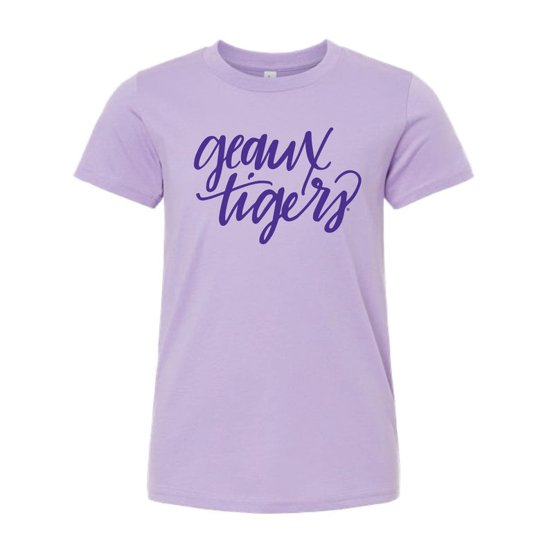The Geaux Tigers Script | Youth Dark Lavender Tee