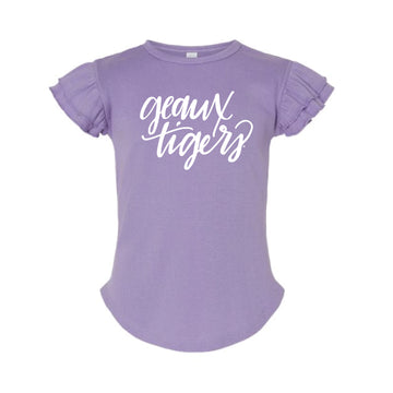 The Geaux Tigers Script | Toddler Lavender Flutter Sleeve Tee