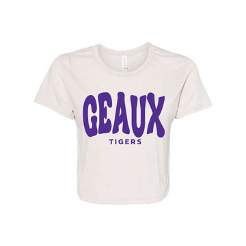 The Geaux Tigers Wavy | Heather Dust Cropped Tee
