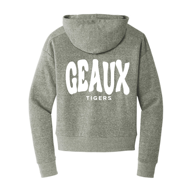 The Geaux Tigers Wavy | Grey Frost Zip Up Hooded Sweatshirt