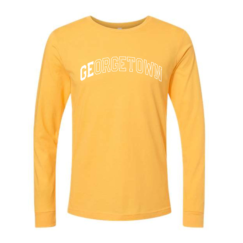 The Georgetown Outline Arch | Adult Heather Yellow Gold Long Sleeve Tee