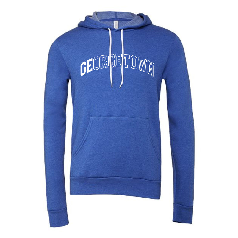 The Georgetown Outline Arch | Adult Heather True Royal Fleece Hoodie