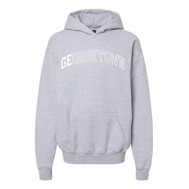 The Georgetown Outline Arch | Youth Sport Grey Hoodie