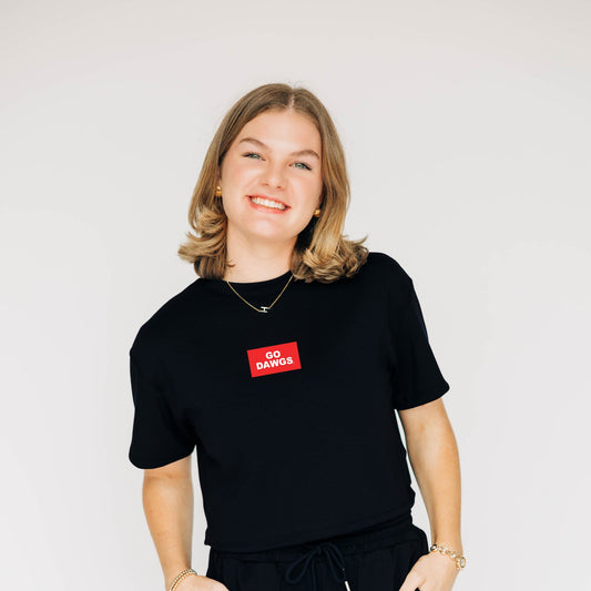 The Kristen Airy Tee Go Dawgs Woven Label | Black