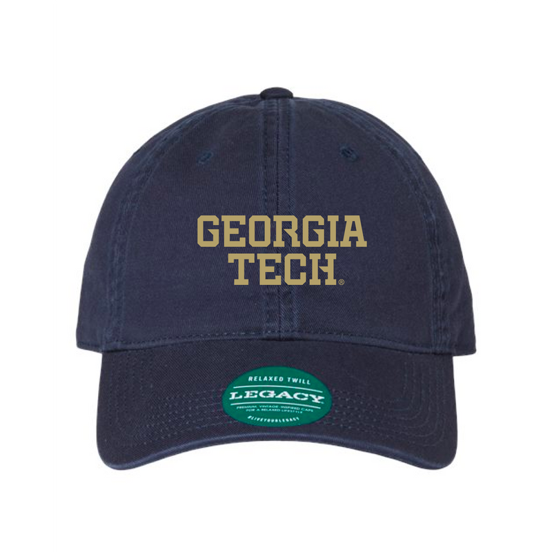 The Georgia Tech Stacked Logo Embroidered | Navy Legacy Dad Hat