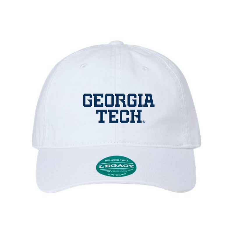 The Georgia Tech Stacked Logo Embroidered | White Legacy Dad Hat