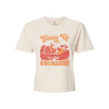 The Giddy Up & Go Falcons | Women's Ivory Boxy Tee