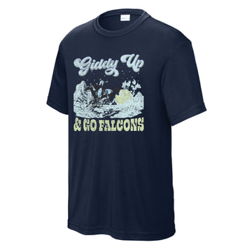 The Giddy Up & Go Falcons | Youth Performance True Navy Tee